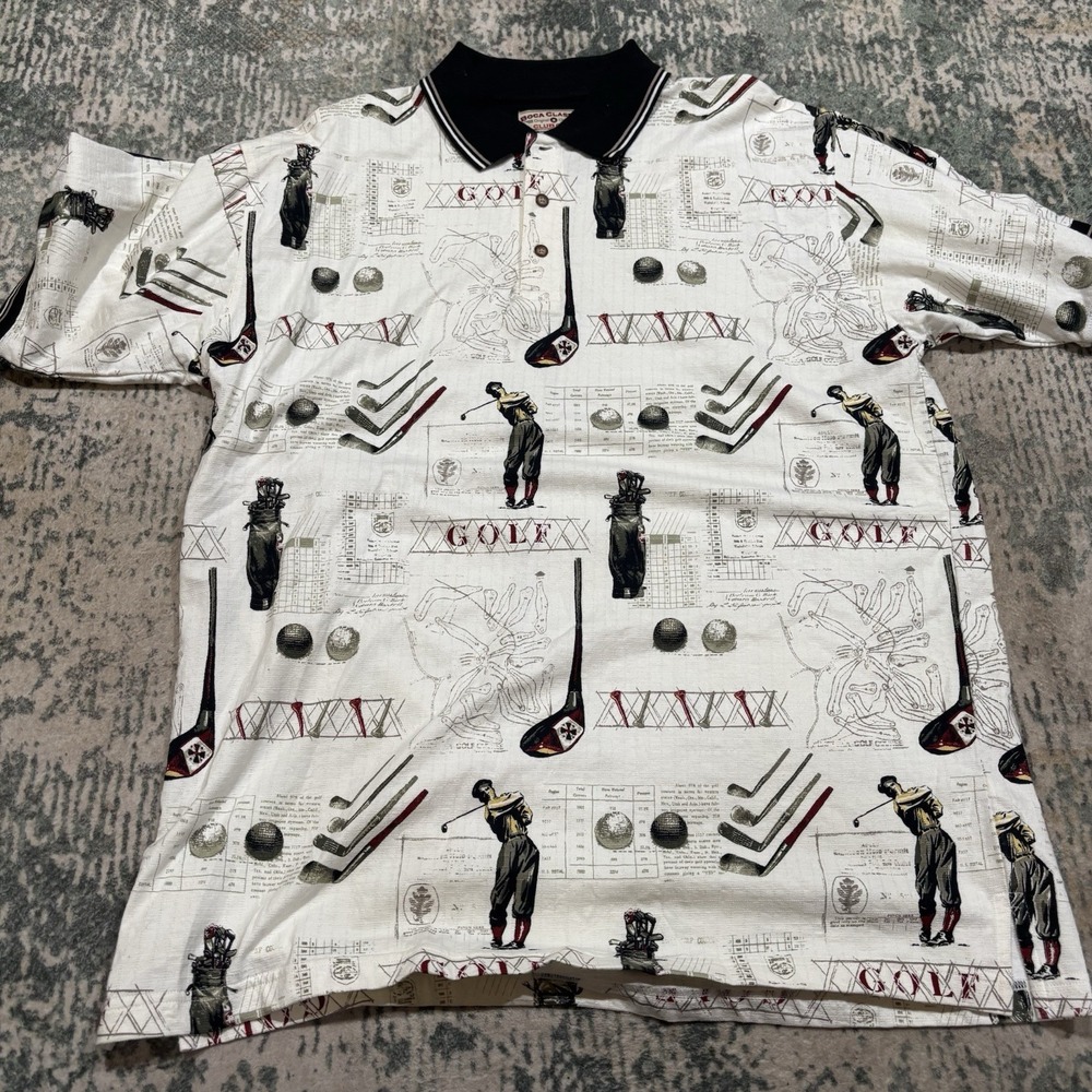 vintage 1990s Boca Classics golf polo shirt AOP Large